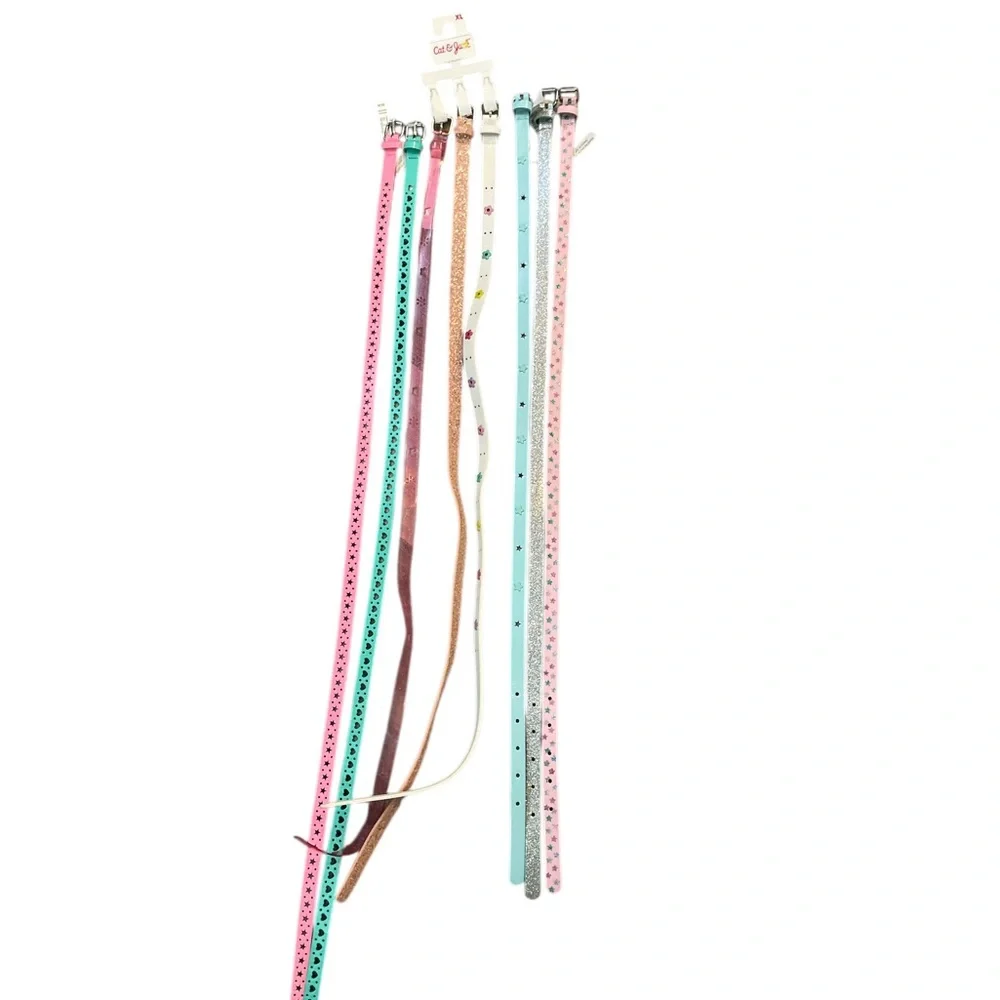 8 Cat & Jack Kids Belts in Pink, Teal, Glitter, Laser Cut Grommets Size L/XL